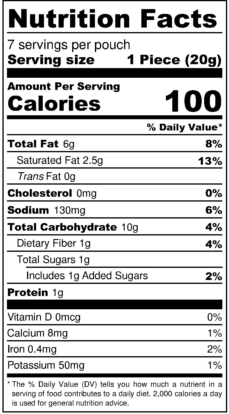 Mini Samosas nutritional label