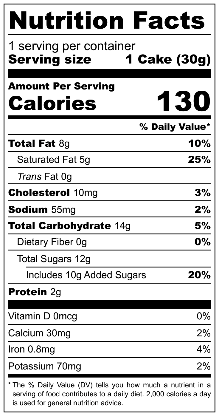 Moretta Tiramisù nutritional label