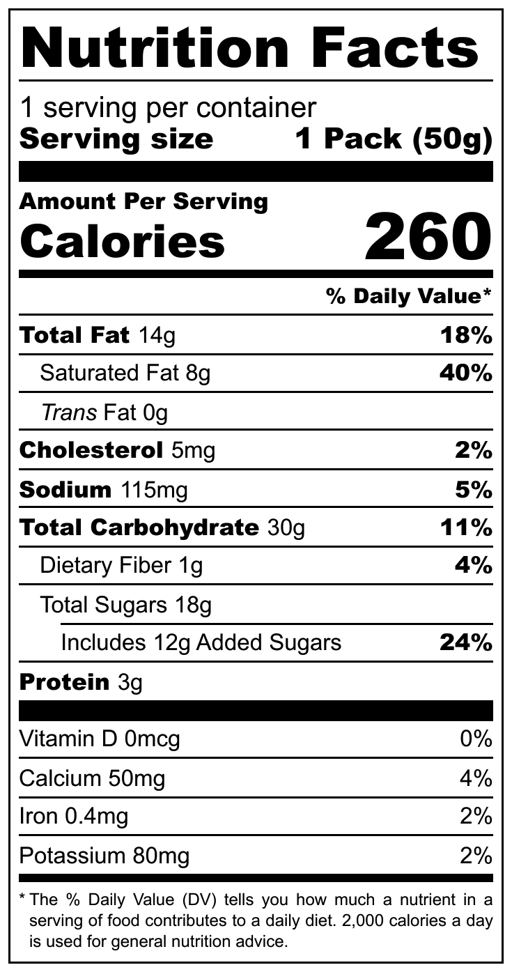 Conguitos Cookie nutritional label