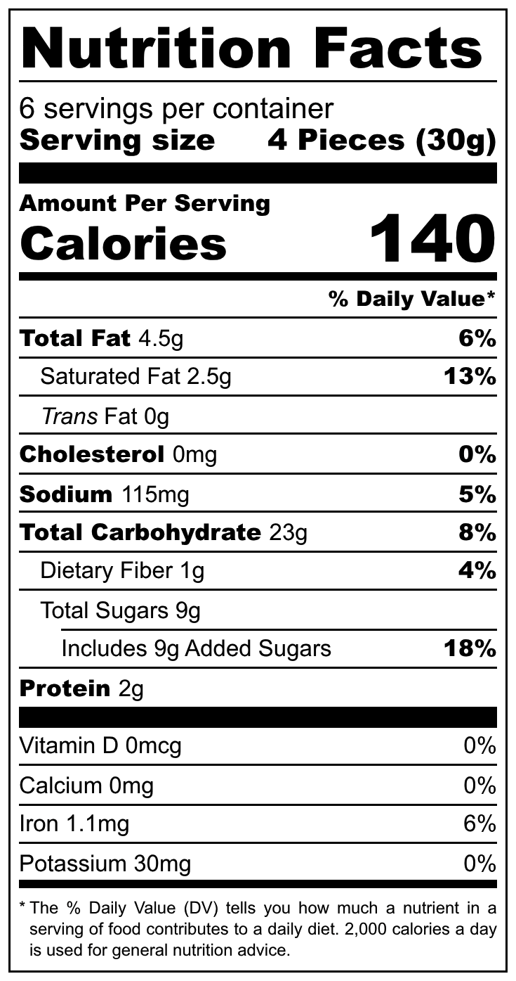 Kokola Super Cream Pineapple nutritional label