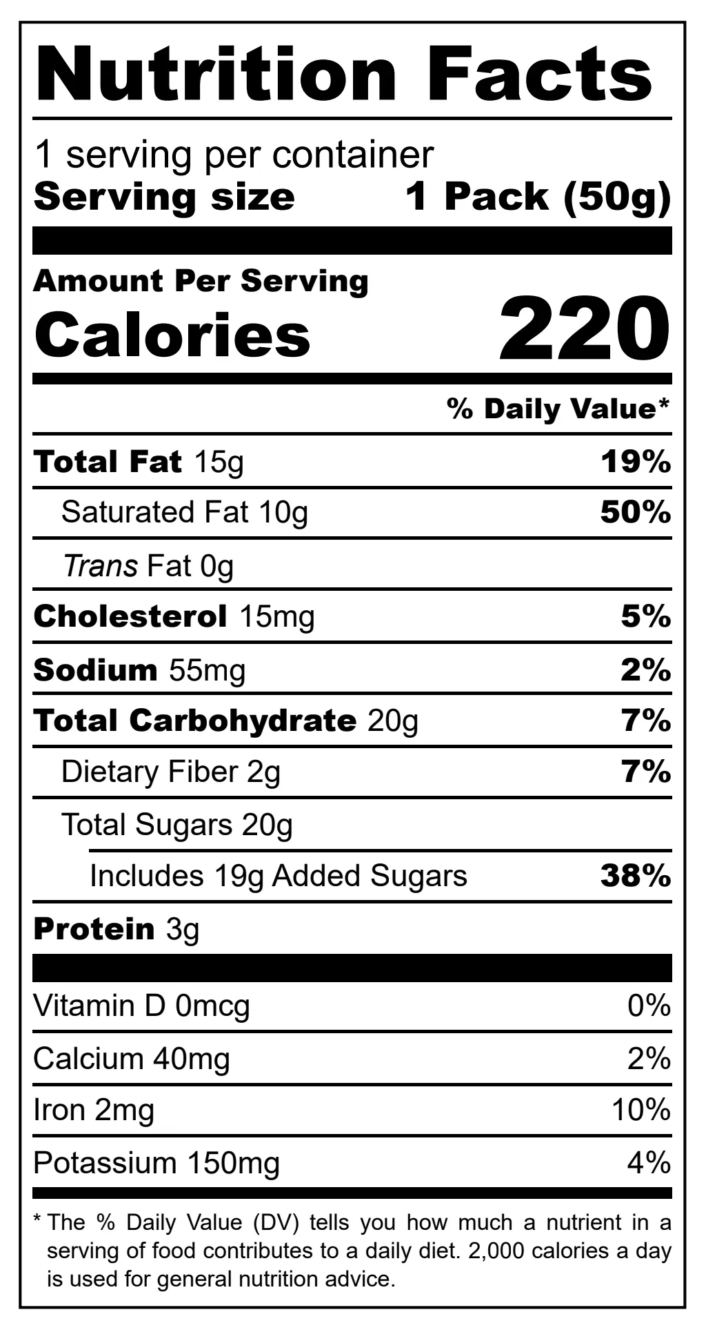 Marlenka Honey Snack Cake nutritional label