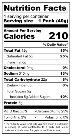Unifirms Kanok Green Curry nutritional label
