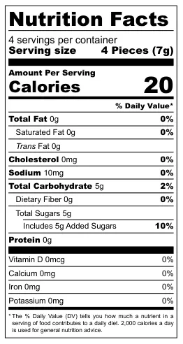 Juice Filled Fruit Jellies nutritional label
